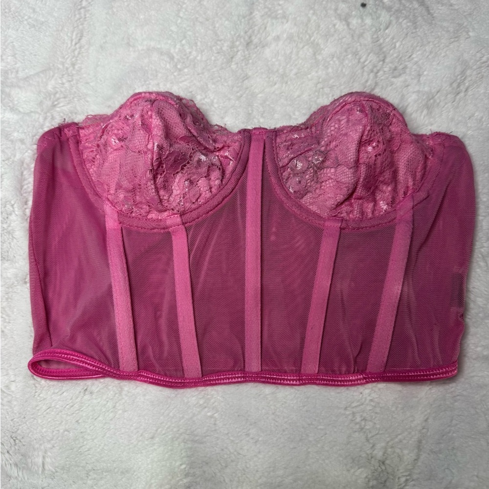 Elegant Pink Lace Bustier